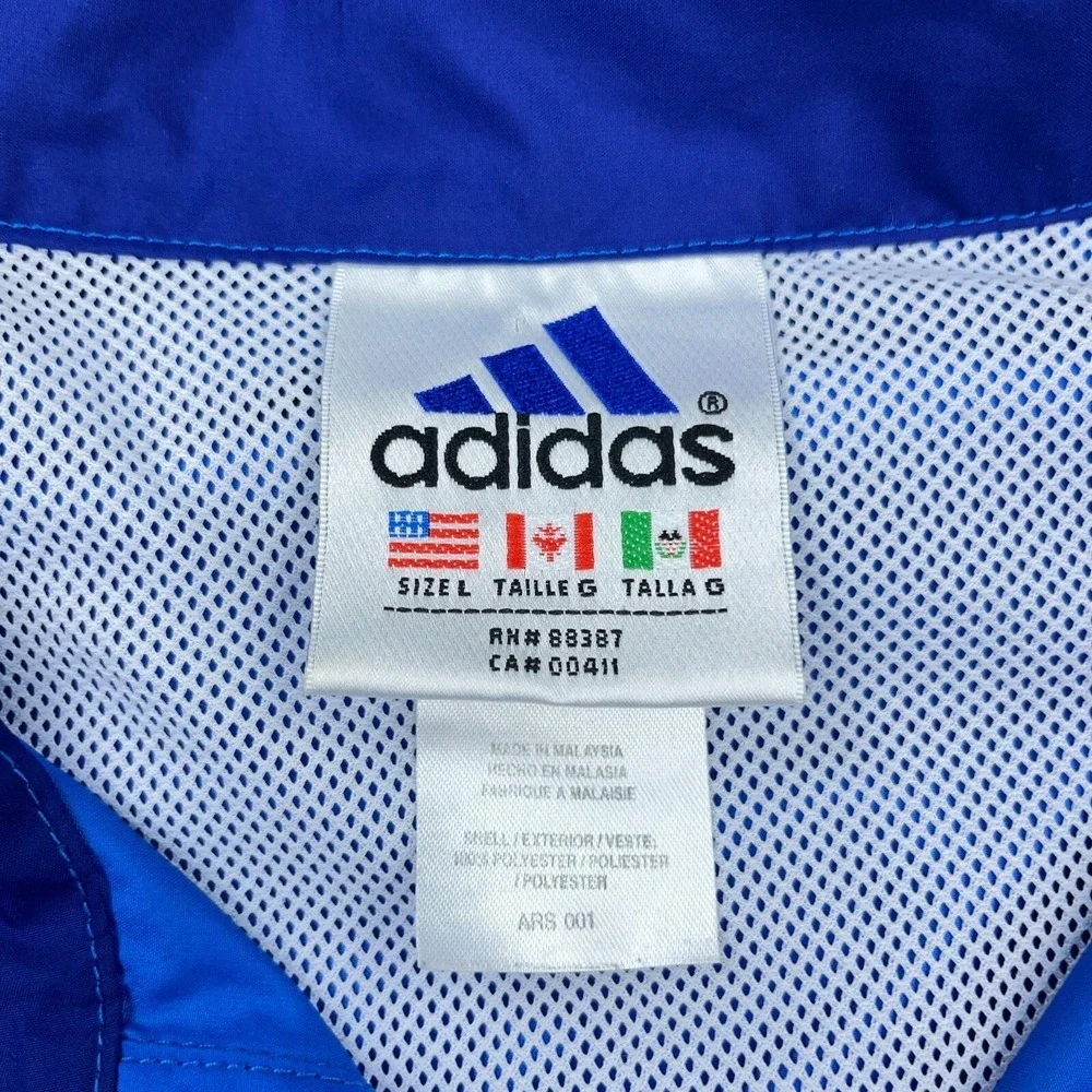 Vintage Adidas Jacket Men Large Blue Pullover Windbreaker Track Suit Snap‎ T Y2K